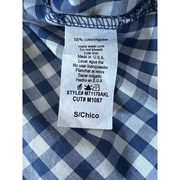 Karlie Off Shoulder Blue Gingham Top 100% Cotton Embroidered Rose Size Small - Picture 9 of 9